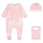 Baby Girls Pink Logo Babygrow Gift Set, 1, hi-res