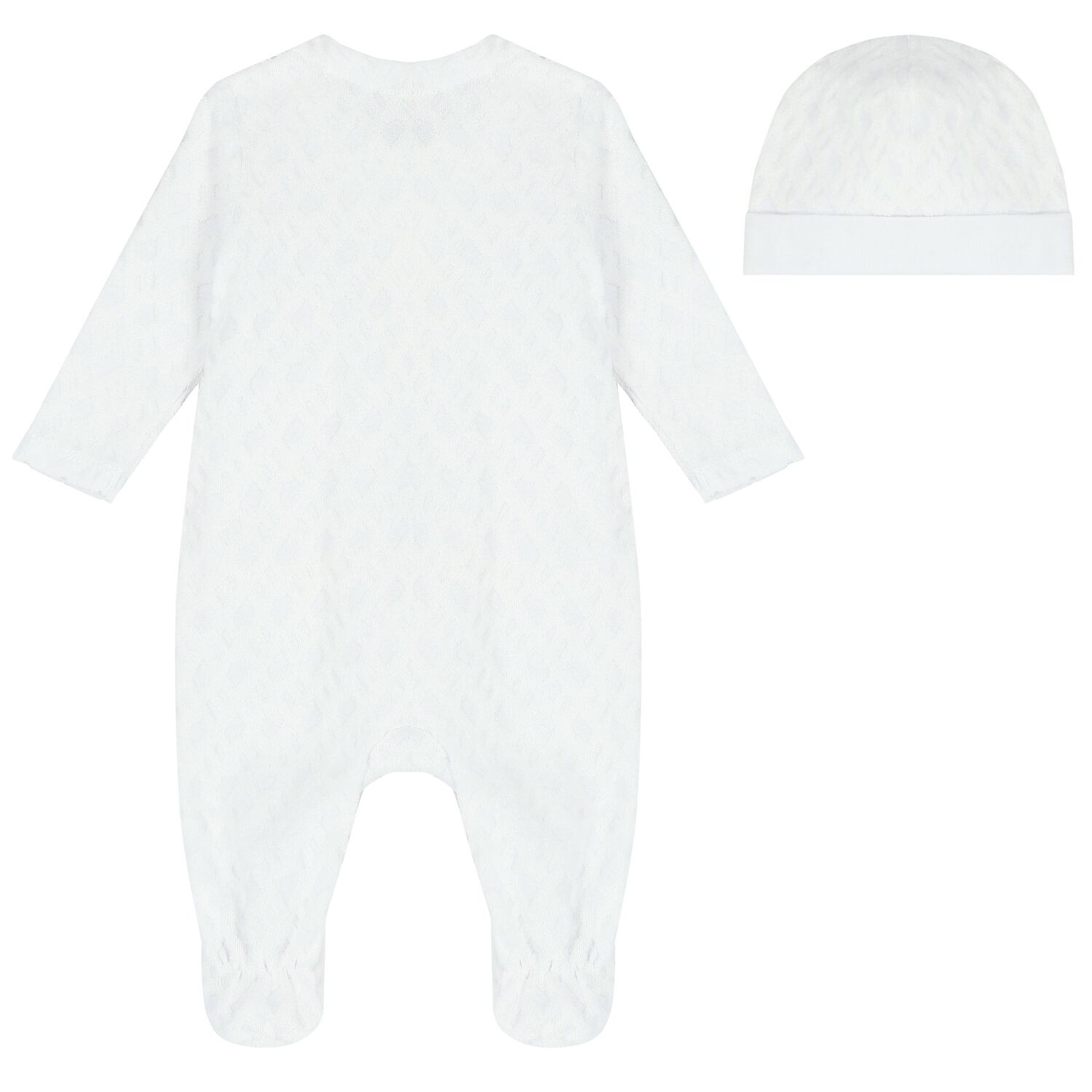 White Logo Babygrow & Hat Set, 2, hi-res image number null