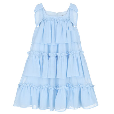 Girls Blue Chiffon Dress