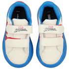 Boys Boys Ivory & Blue Marvel Grand Court Trainers, 1, hi-res