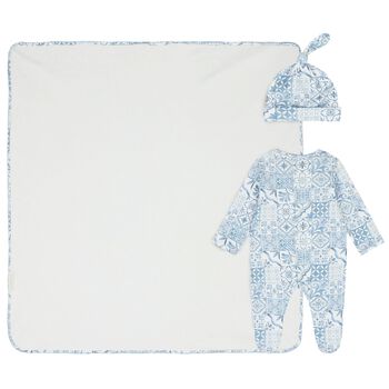 Baby Boys Blue & White Babygrow Gift Set