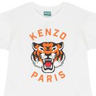 تيشيرت بنات بطبعة تايجر باللون الأبيض, 2, hi-res