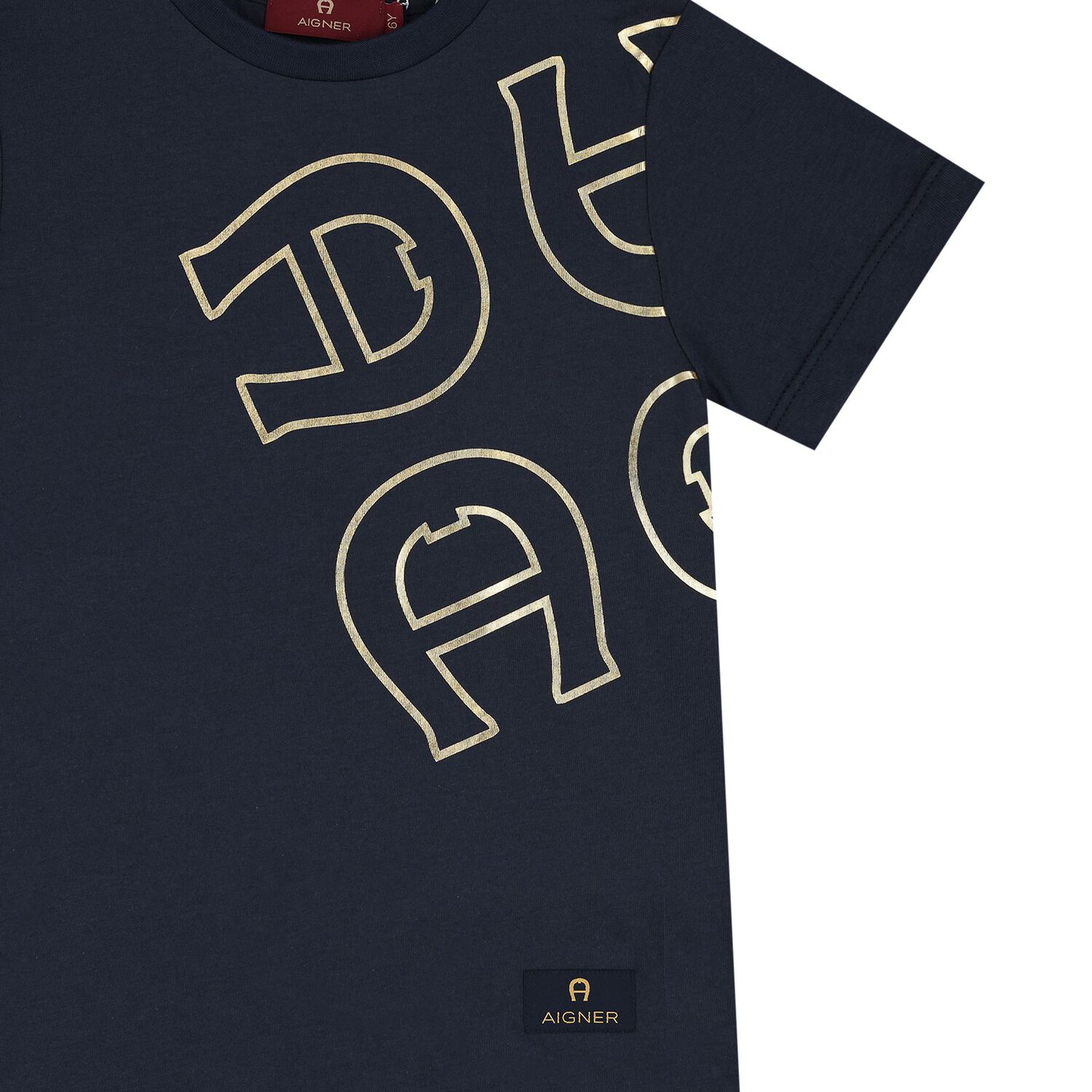 تيشيرت أولاد بالشعار باللون الكحلي والذهبي, 2, hi-res image number null