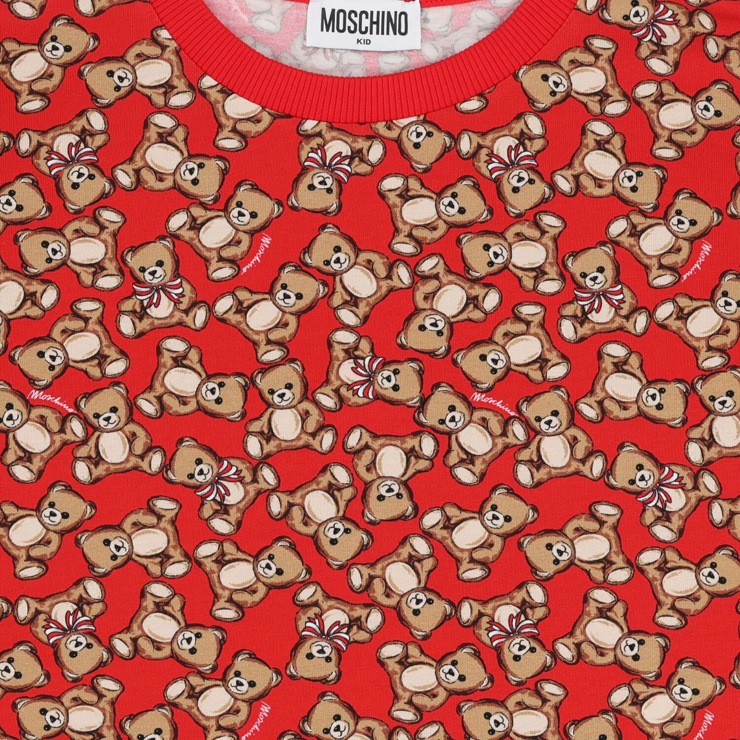 Girls Red Teddy Bear Logo T-Shirt, 3, hi-res image number null