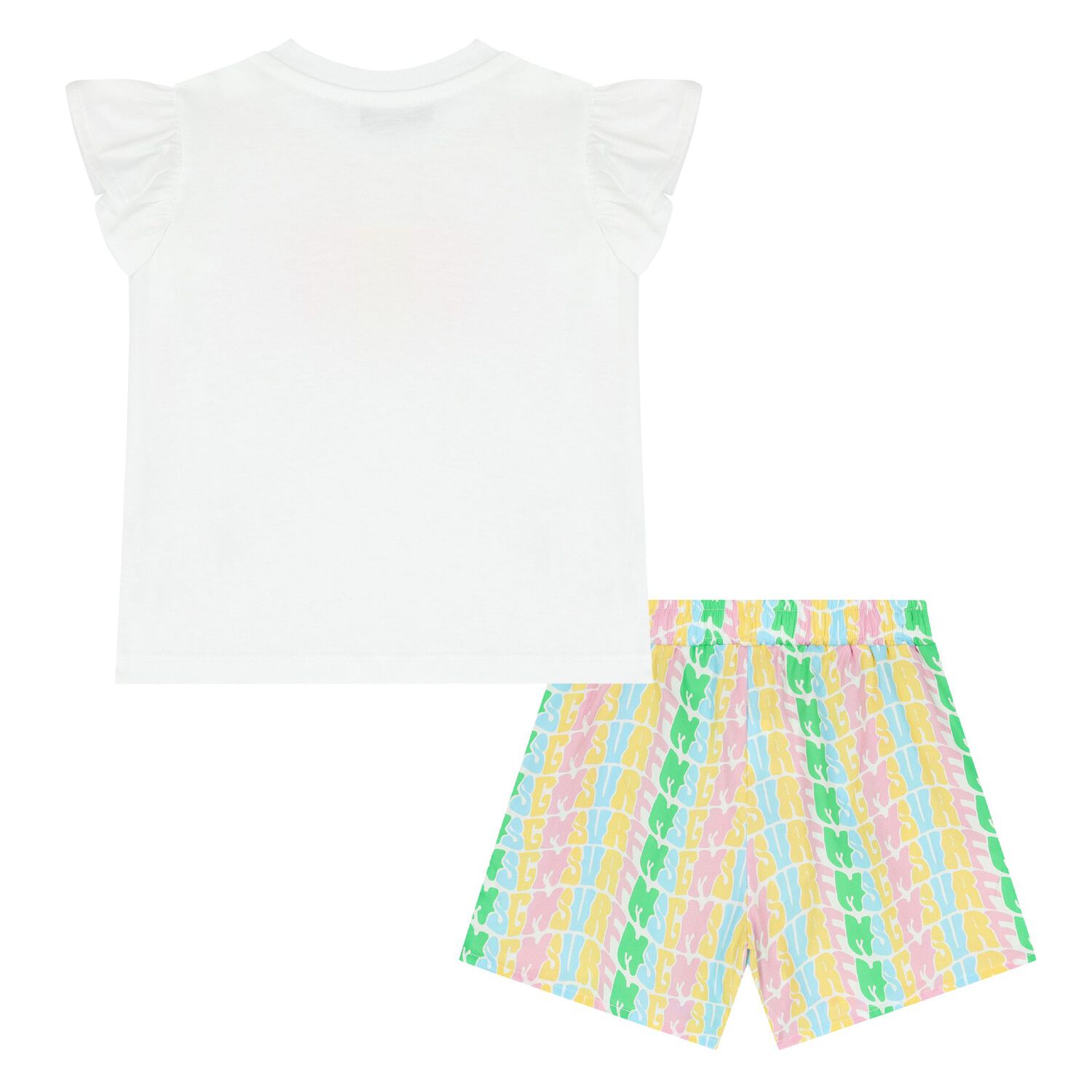 Younger Girls White & Pink Logo Shorts Set, 1, hi-res