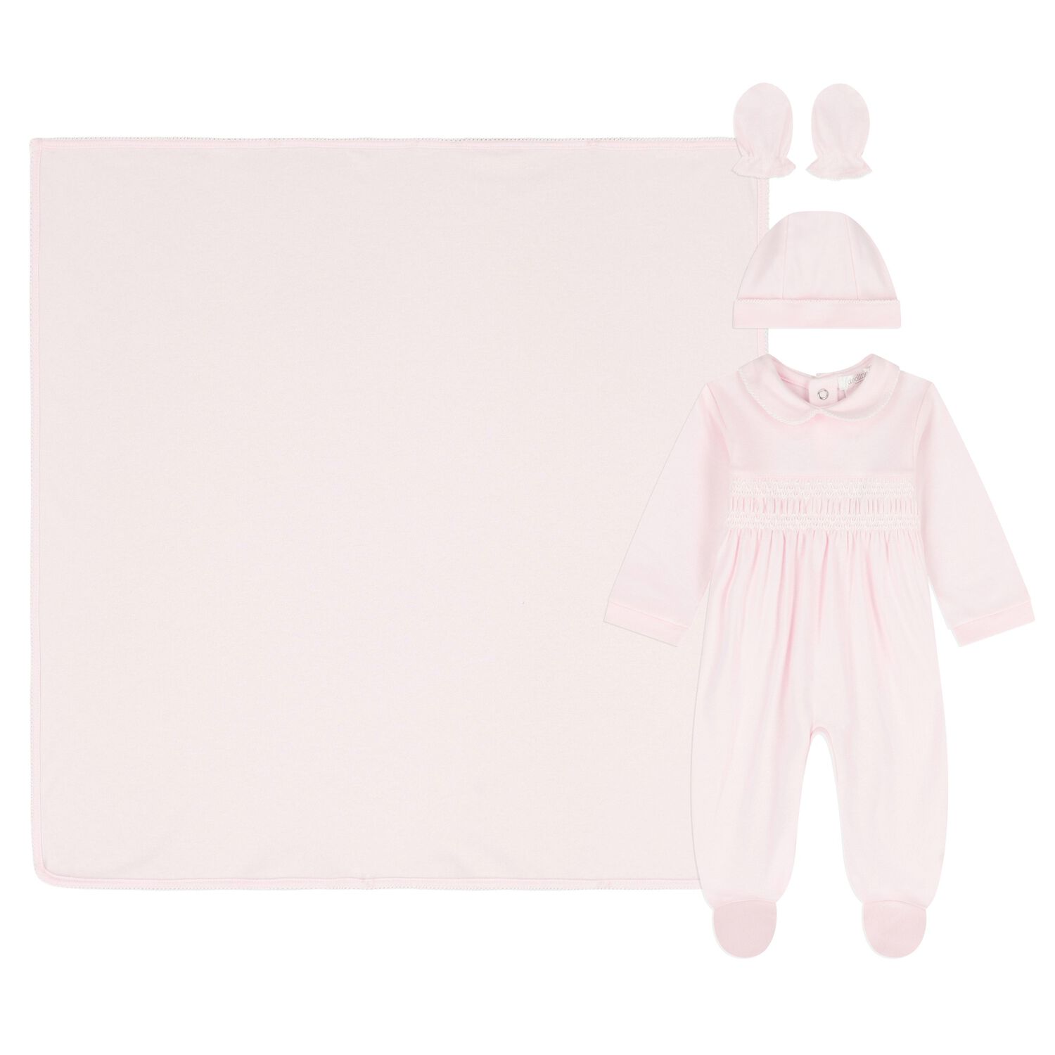 Baby Girls Pink Smocked Babygrow Gift Set, 3, hi-res