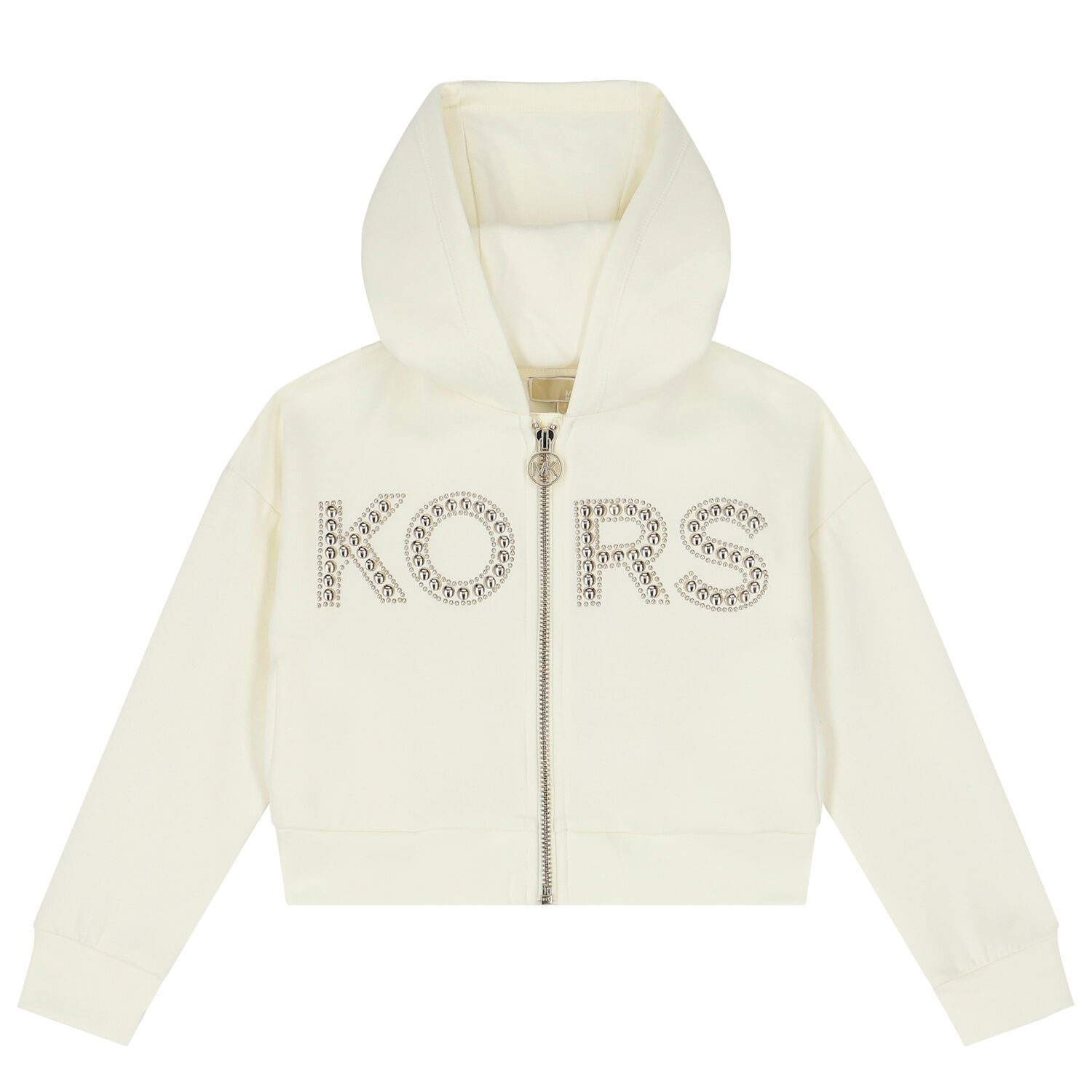 Girls Ivory Logo Hooded Zip Up Top, 1, hi-res image number null