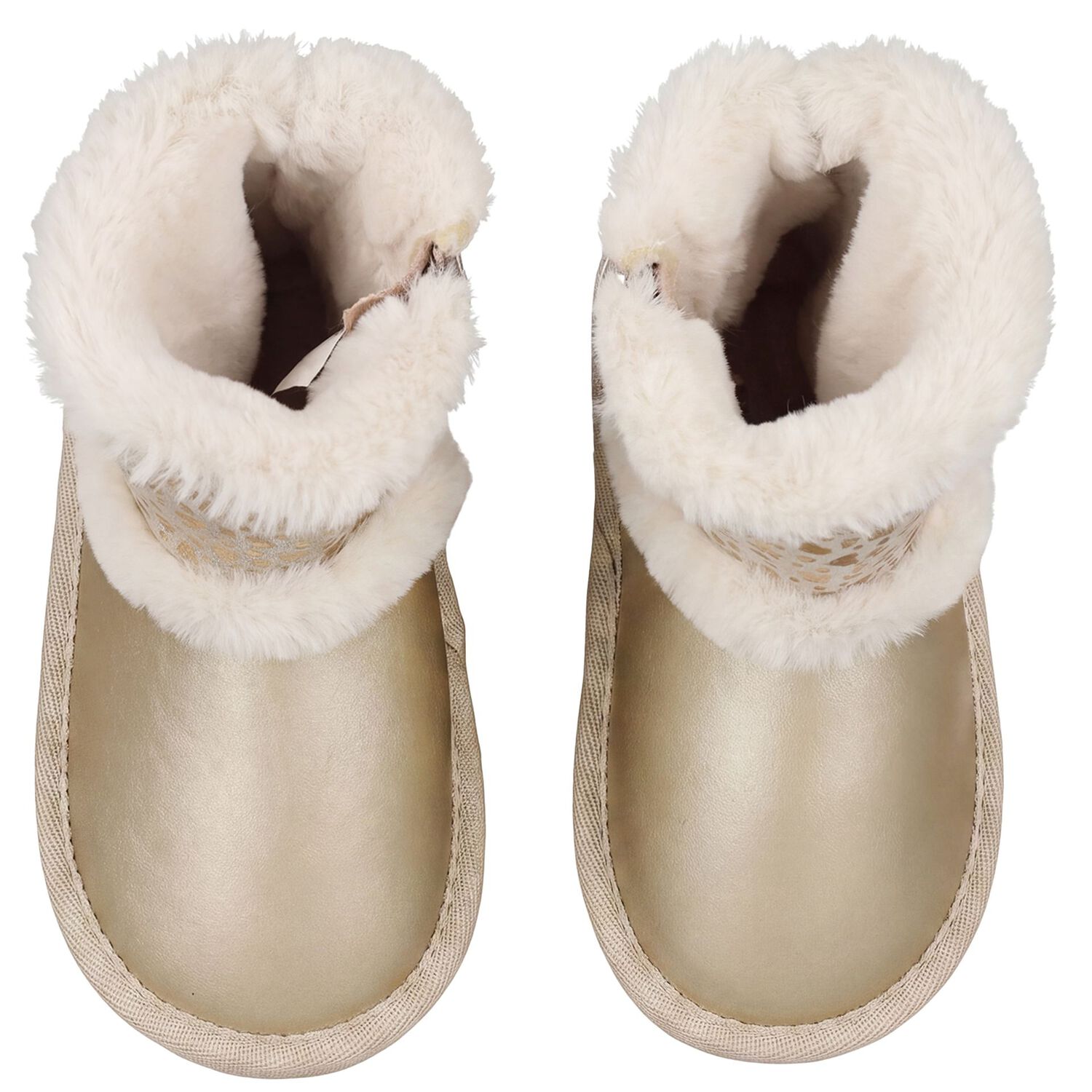 Younger Girls Gold Faux Leather Boots, 3, hi-res