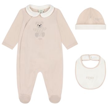 Beige & Ivory Logo Babygrow Gift Set