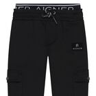 Younger Boys Black Logo Joggers, 1, hi-res