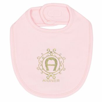 Baby Girls Pink Logo Baby Bib