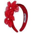 Girls Red Pearl Velvet Headband, 2, hi-res