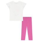 Girls White & Pink Floral Leggings Set, 2, hi-res
