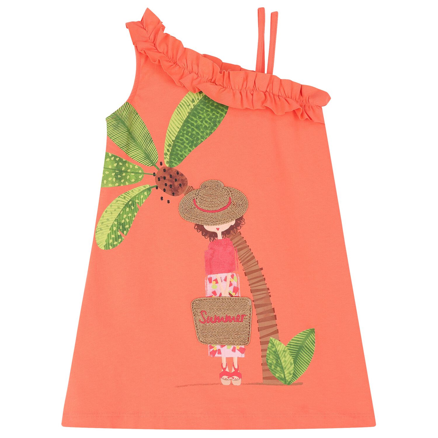 فستان بنات  باللون البرتقالي , 4, hi-res