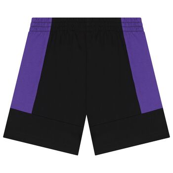 Boys Black & Purple Cotton Shorts