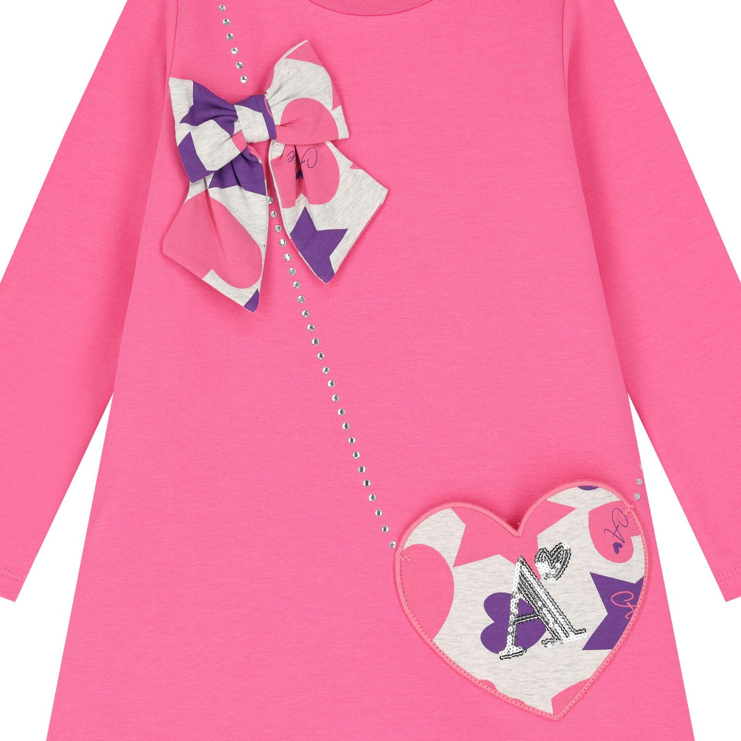 فستان بنات بالشعار باللون الوردى, 1, hi-res image number null