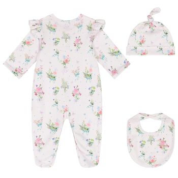 Baby Girls Pink Floral Babygrow Set