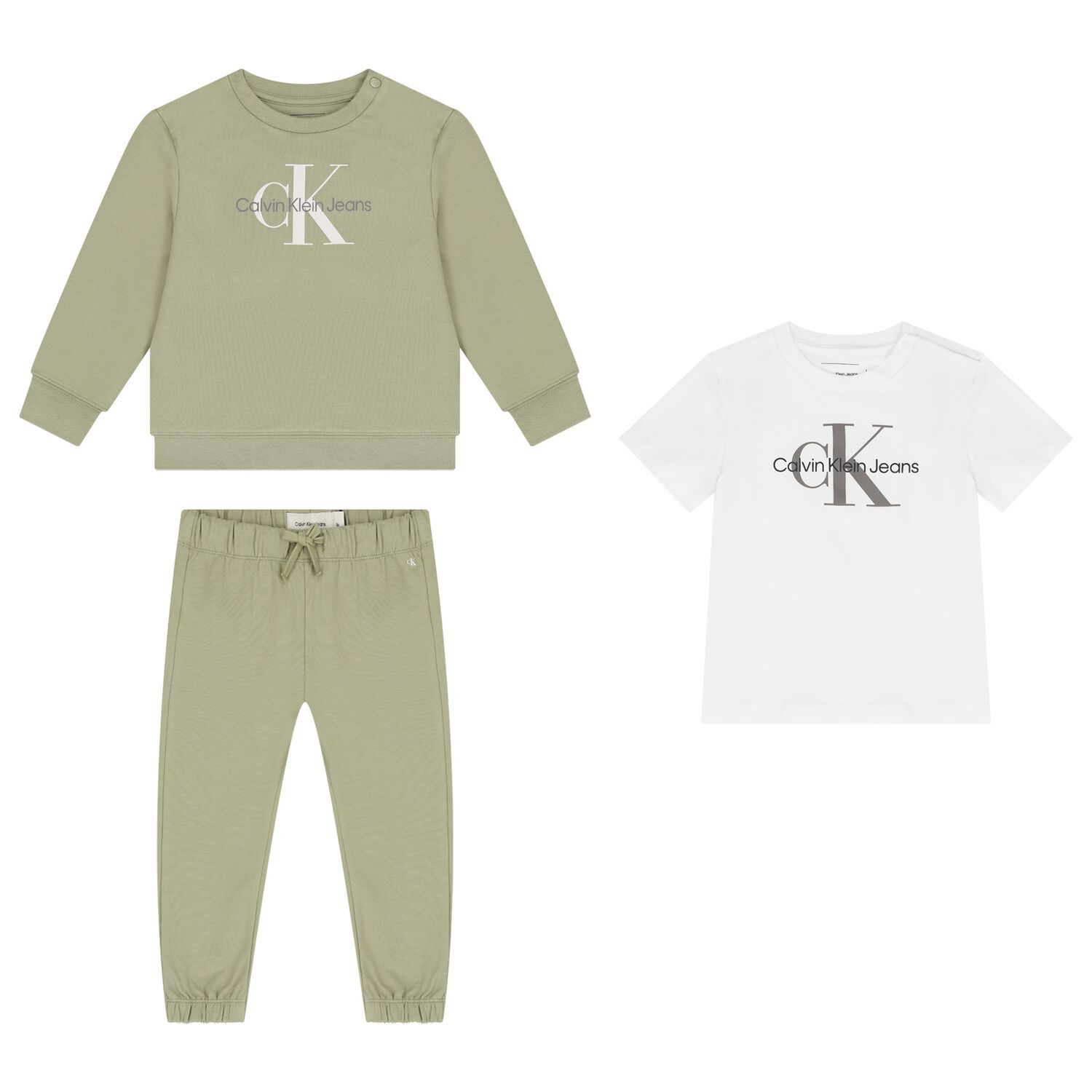Baby Boys Green & White Tracksuit 3-Piece Set, 6, hi-res