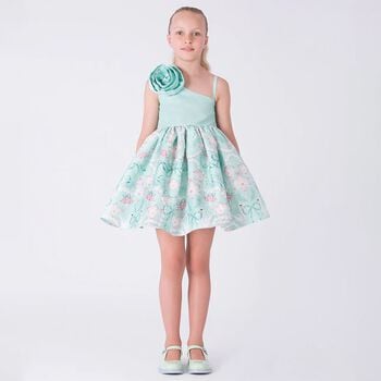 Girls Mint Green Floral Dress