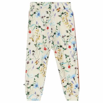 Younger Girls Ivory Floral Joggers