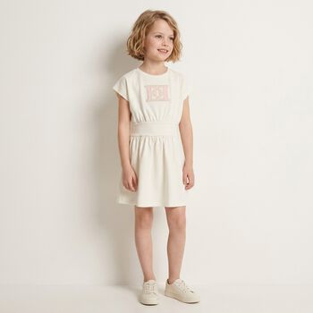 Girls Ivory Logo Dress