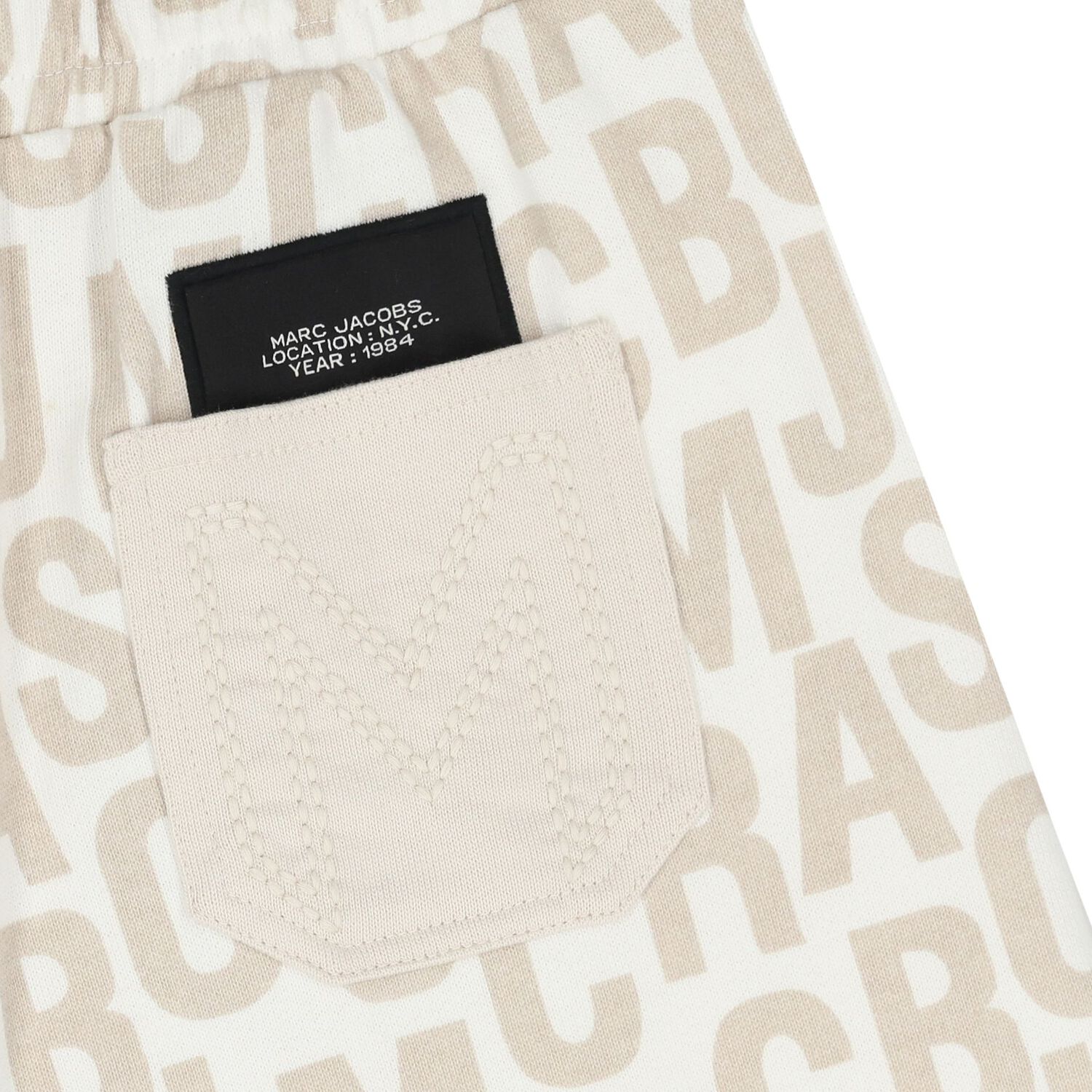 Boys White & Beige Logo Shorts, 1, hi-res