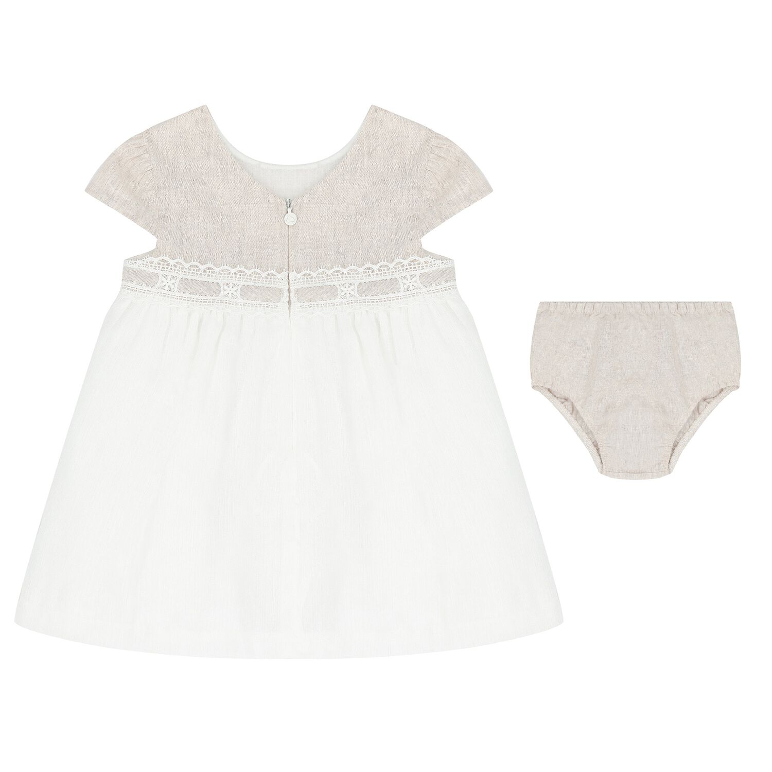 Baby Girls Beige & Ivory Dress Set, 1, hi-res