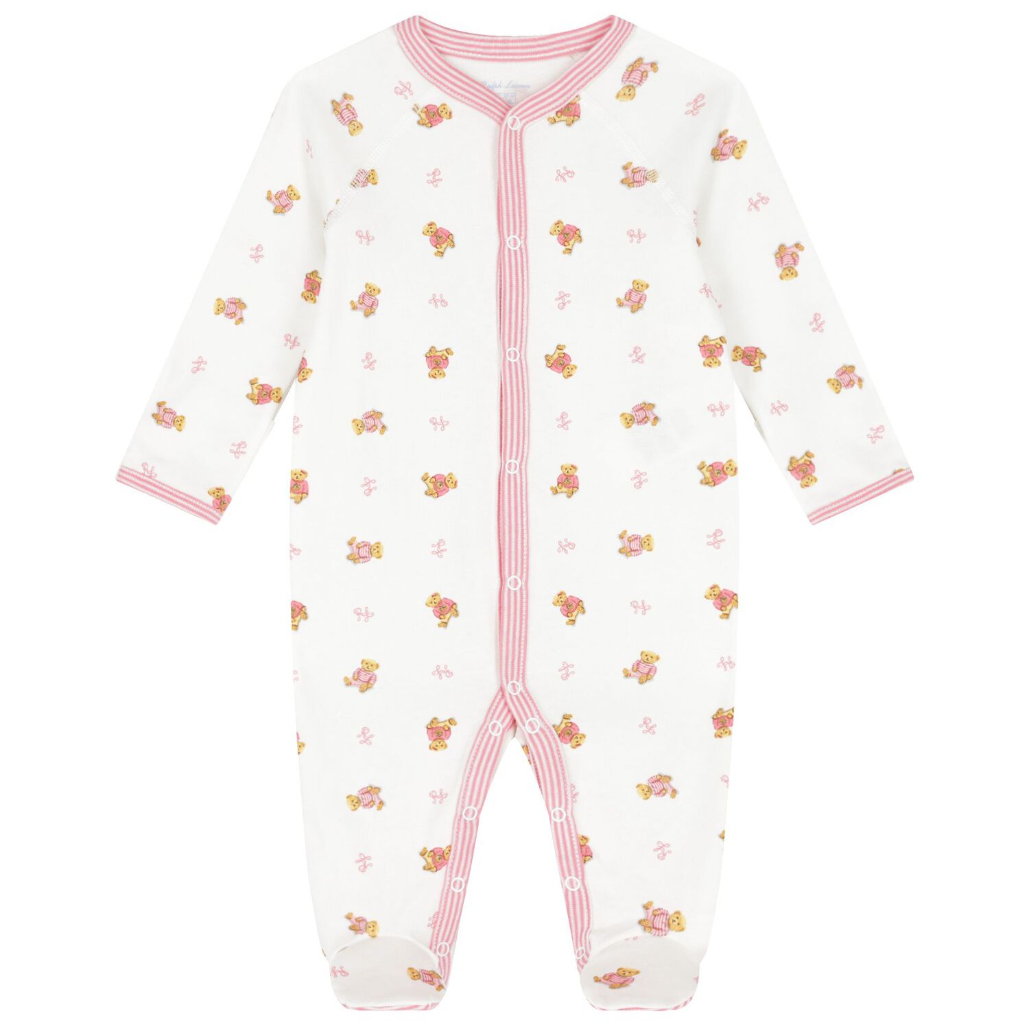 Baby Girls White & Pink Polo Bear Babygrow Gift Set, 1, hi-res