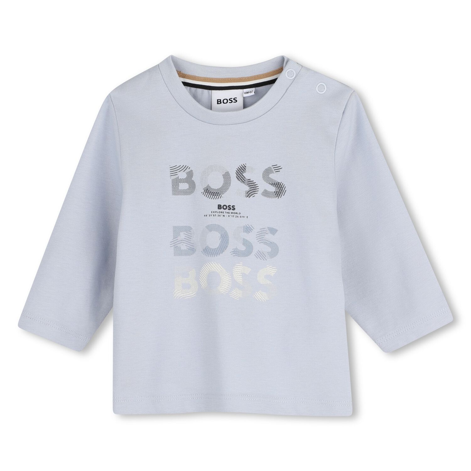 Younger Boys Blue Logo Long Sleeve Top, 3, hi-res