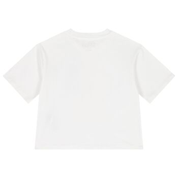 Girls White Cotton T-Shirt