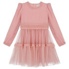 Girls Pink Tulle Dress, 1, hi-res