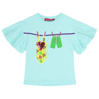 Girls Aqua Embellished Top