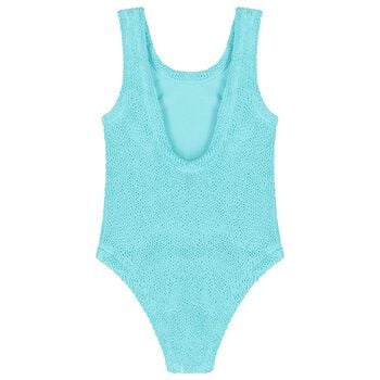 بدلة سباحة أكوا من القماش المرن والمجعد للبنات 