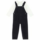 Baby Boys Navy & Ivory Dungaree Set, 1, hi-res