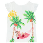 طقم شورت باللون العاجي والزهري للبنات, 1, hi-res