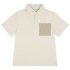 Boys Beige Logo Polo Shirt, 1, hi-res