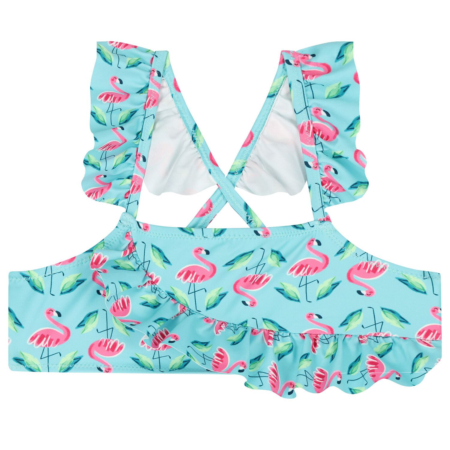 Girls Aqua Flamingo Print Bikini, 1, hi-res image number null