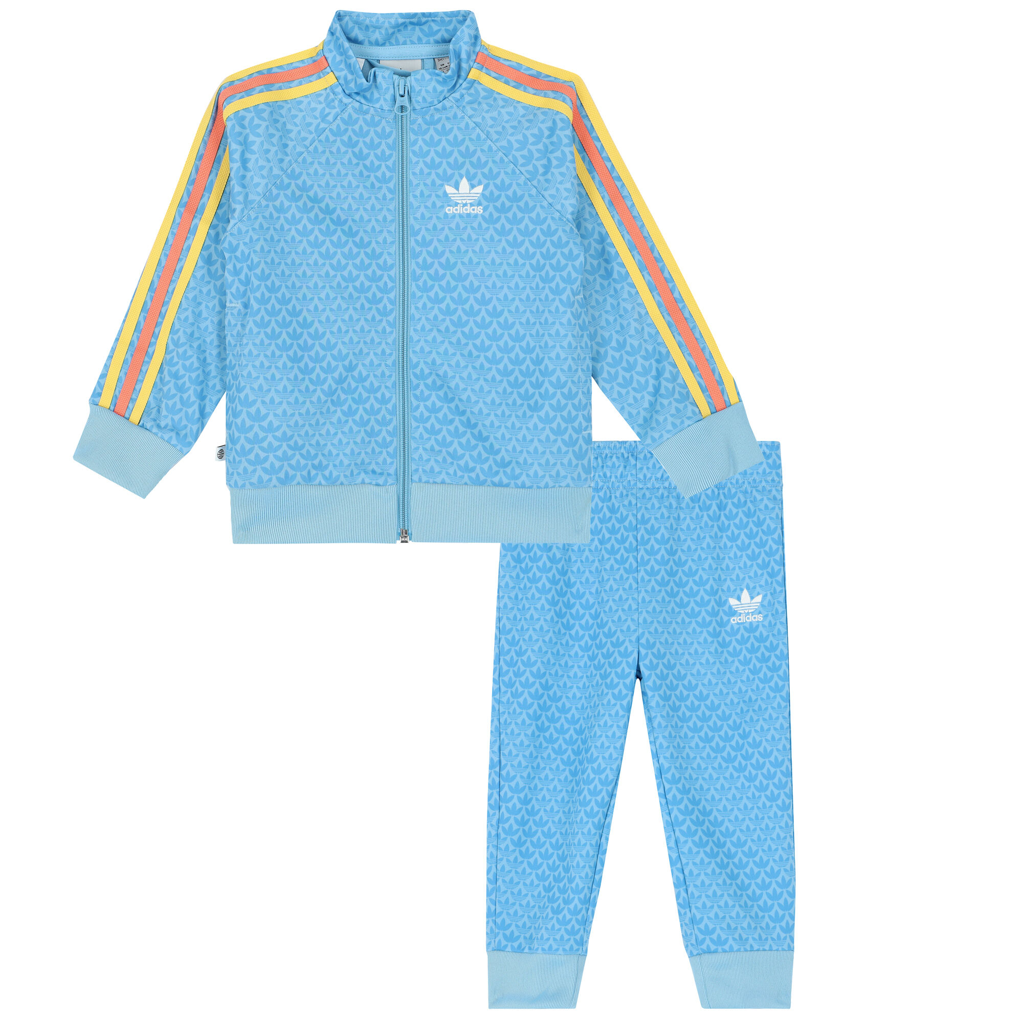 Adidas blue tracksuit kids sales