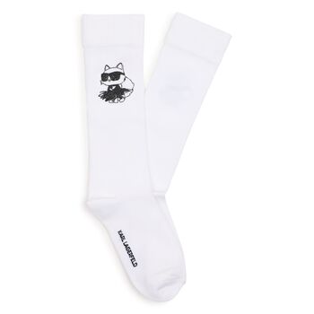 Girls White Choupette Logo Socks