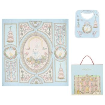 Blue & Pink Spring Bunny Baby Carr&eacute; Swaddle & Bib Gift Set