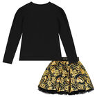 Girls Black & Gold Skirt Set, 1, hi-res