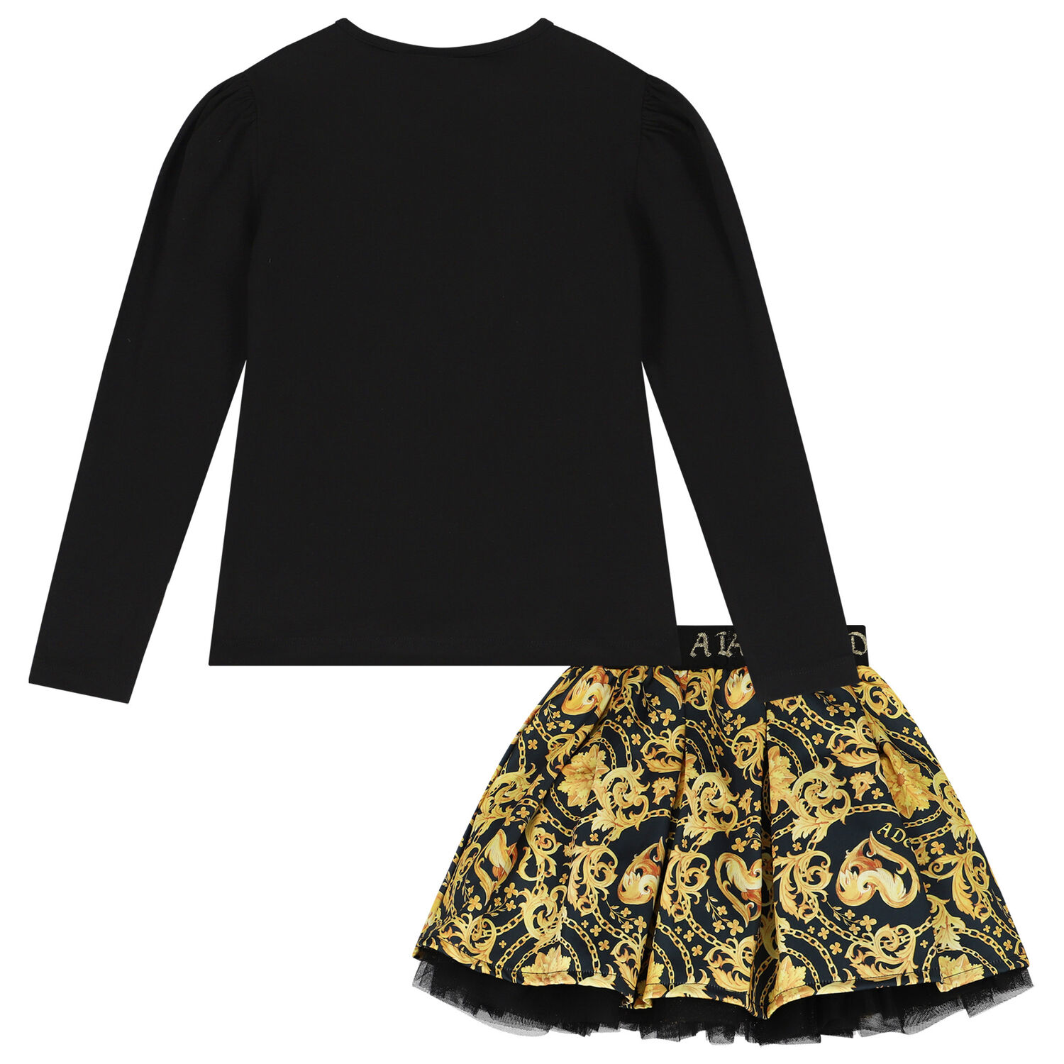 Girls Black & Gold Skirt Set, 1, hi-res image number null