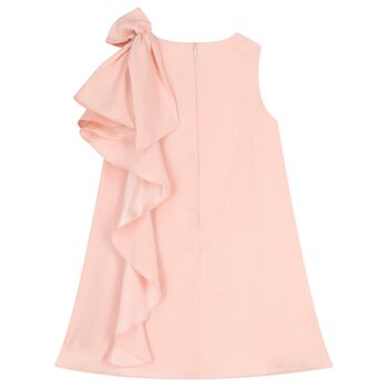 Girls Pink Crepe Bow Dress 