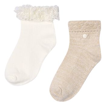 Girls Ivory & Gold Socks (2 Pack)