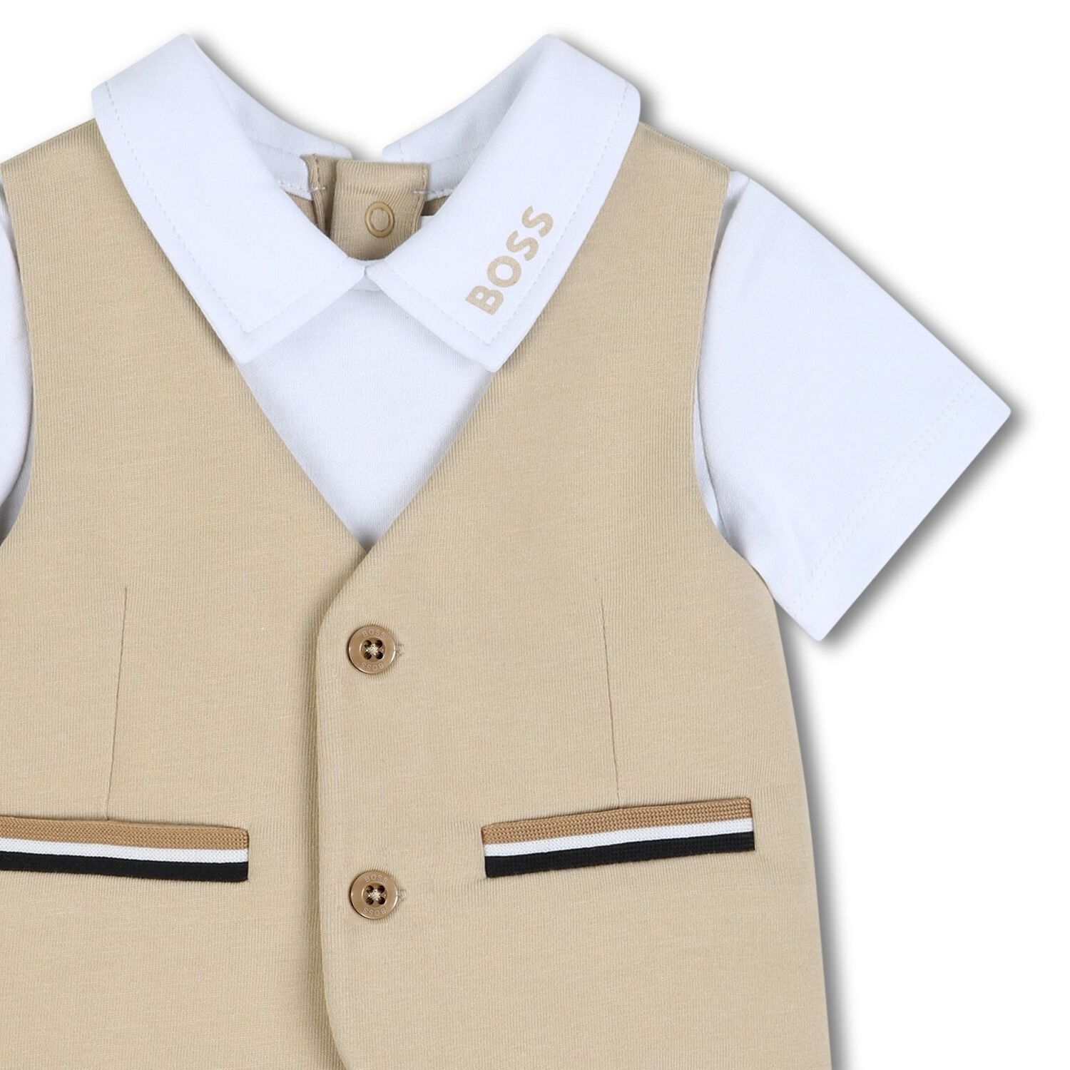 Baby Boys White & Beige Suit Gift Set, 1, hi-res