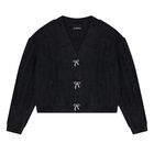 Girls Black Sequin Knit Cardigan, 2, hi-res