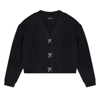 Girls Black Sequin Knit Cardigan