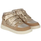 حذاء رياضي باللون الذهبي اللامع للبنات, 1, hi-res