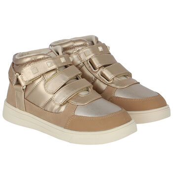 Girls Gold Metallic Trainers