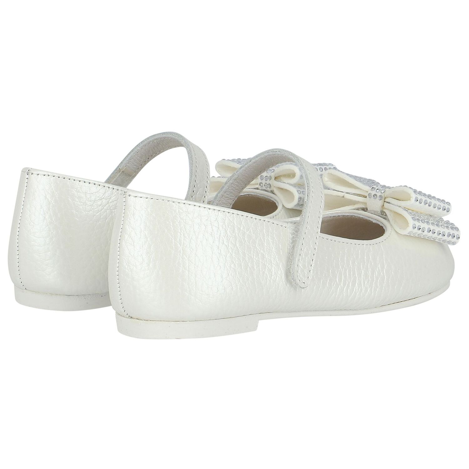 Girls White Embellished Bow Shoes, 2, hi-res